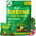 VitalXtra Sugar Free Super Greens Daily Gummy Bears 15 Pack, Fruits Veggies Supplement for Immunity Gut Health & Natural Energy Boost